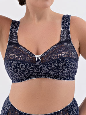 Комфортный бюстгальтер из натурального хлопка с мягкой чашкой без косточек - 1101/C, Синий с молоком, 75-105 B-G