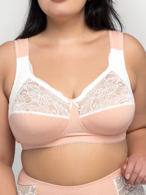 Комфортный бюстгальтер из натурального хлопка с мягкой чашкой без косточек - 1101/C, Нектар персика в крапинку, 75-105 B-G