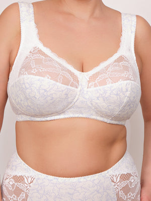 Комфортный бюстгальтер из натурального хлопка с мягкой чашкой без каркасов- 1101/C, Молоко с голубым, 75-105 B-G