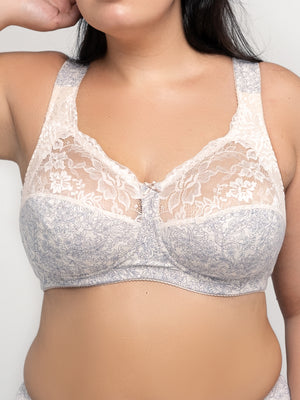 Комфортный бюстгальтер из натурального хлопка с мягкой чашкой без косточек - 1101/G, Синий меланж, 75-105 B-G