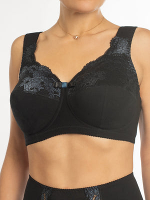 Sustainable Extra Support Unpadded Wireless Cotton Comfort Bra - 1104/C Moon Shining, 75-125 B-K