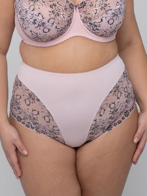 High-Waist Comfort Panties, Smooth microfibre with lace - 2937 Lotus, 40-48