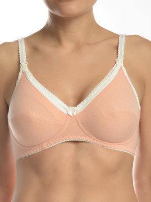 Комфортный бюстгальтер из натурального хлопка с мягкой чашкой без косточек для кормящих матерей - 1123/C Персик в крапинку, 75-85 B-F