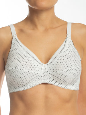 Комфортный бюстгальтер из натурального хлопка с мягкой чашкой без косточек для кормящих матерей - 1123/C Белый в крапинку, 75-90 B-F