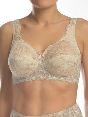 Бюстгальтер из натурального хлопка с мягкими кружевными чашками без косточек - 1205/G, Пион Меланж, 75-95 B-G