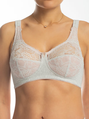 Unpadded Wireless Cotton Comfort Bra with lace cup 1205/C - Grey Melange (75-95 B-G)