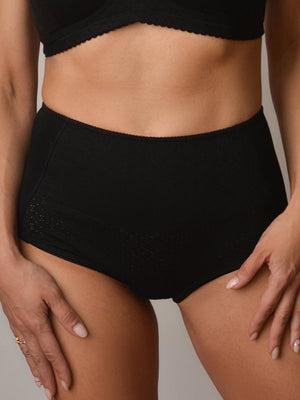 Комфортные трусы c высокой линией талии из натурального хлопка - 2914/A, Черный Ажур, 42-52