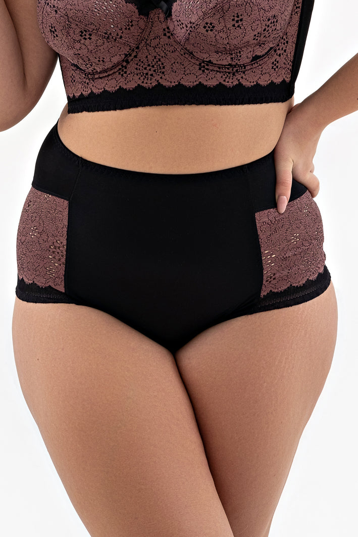 High-Waist Comfort Panties, Smooth microfibre with lace - 2916/M Crocus, 40-48