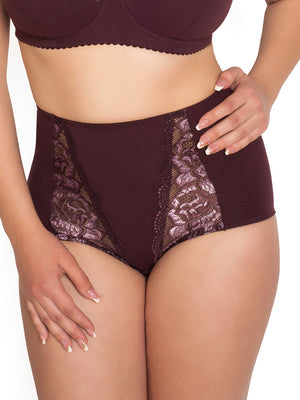 Комфортные трусы c высокой линией талии из натурального хлопка - 2918/C, Вино, 42-60