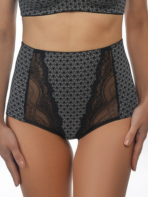 Комфортные трусы c высокой линией талии из натурального хлопка - 2918/E, Черный кристалл, 42-54