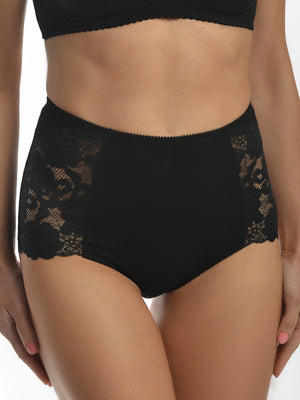 Комфортные трусы c высокой линией талии из натурального хлопка - 2922, Черные, 40-52