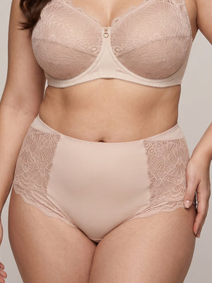 High-Waist Comfort Panties, Smooth microfibre with lace - 2922/M Peony, 40-52