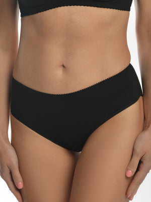 Комфортные базовые трусы- слипы со средней линией талии из натурального хлопка - 2923, Черные, 38-48