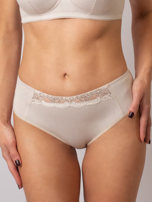 Комфортные базовые трусы-слипы со средней линией талии из натурального хлопка - 2955/C, Золотистый Пион, 38-50