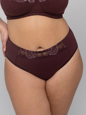 Комфортные базовые трусы-слипы со средней линией талии из натурального хлопка - 2955/C, Вино, 40-48