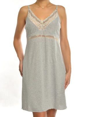 Комфортная ночная рубашка из натурального хлопка - 3410, Серый Меланж, 38-48