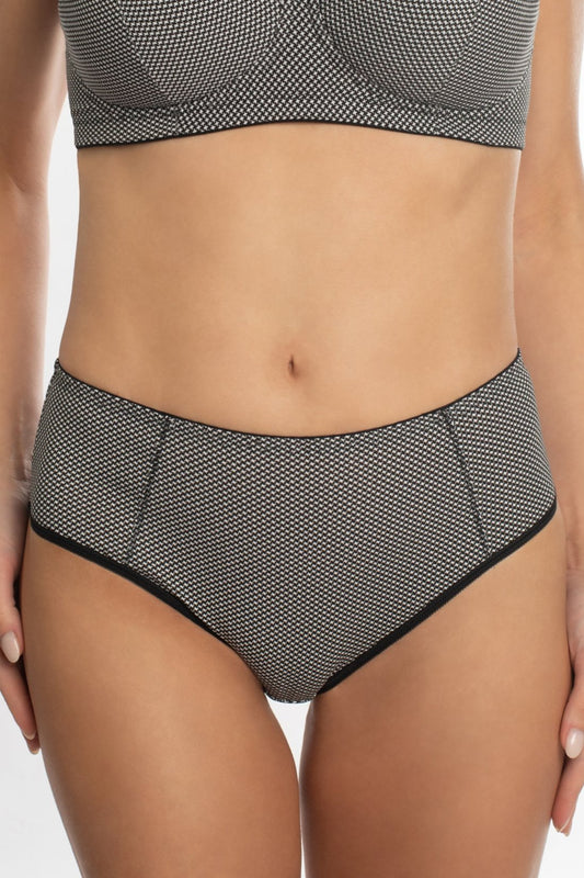 Sustainable Basic Mid-Waist Cotton Comfort Slip Panties - 2929/G Houndstooth, 40-52