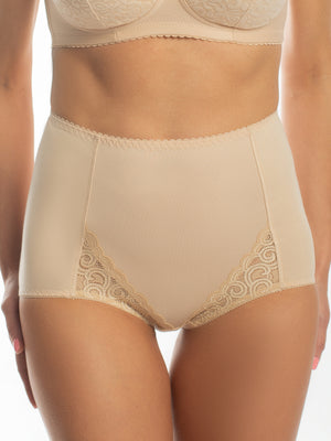 Трусы из хлопка с высокой линией талии с корректирующим эффектом - 2954, Бежевые, 40-54