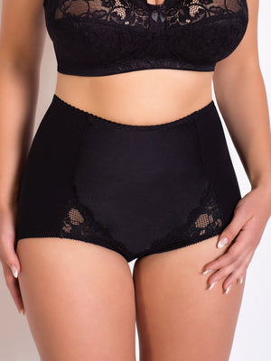 Трусы из хлопка с высокой линией талии с корректирующим эффектом - 2954, Черные, 42-54