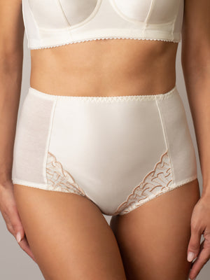 Трусы из хлопка с высокой линией талии с корректирующим эффектом - 2954, Молоко с бежевым, 42-56