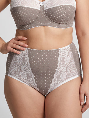 Sustainable High-Waist Cotton Briefs - 2918/C Coffee with dots, 42-56