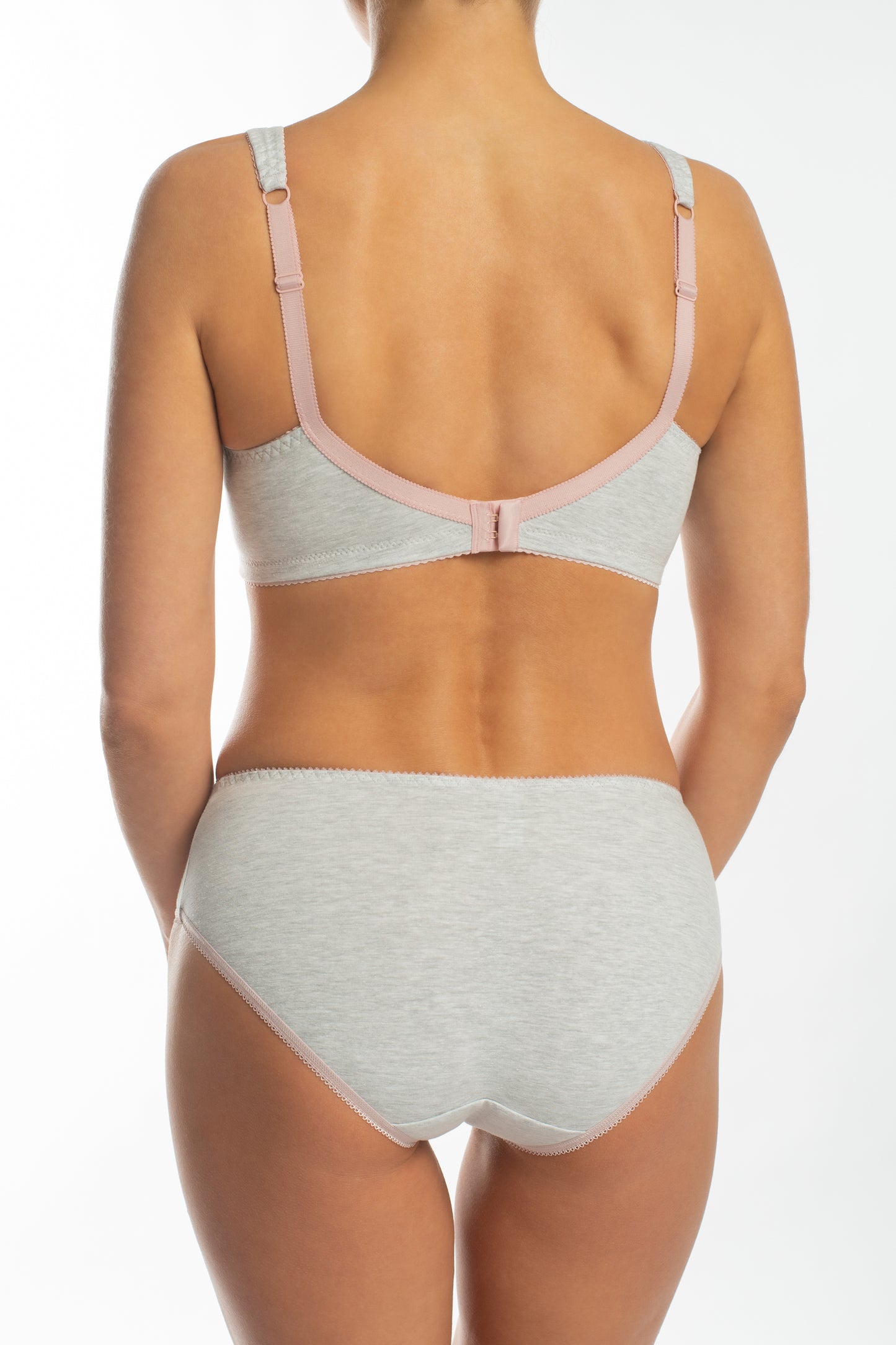 Unpadded Wireless Cotton Comfort Bra with lace cup 1205/C - Grey Melange (75-95 B-G)
