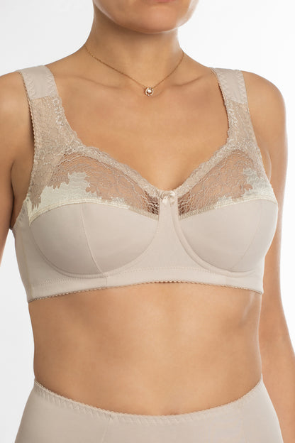 Sustainable Extra Support Unpadded Wireless Cotton Comfort Bra - 1104/C Golden Peony, 75-125 C-L