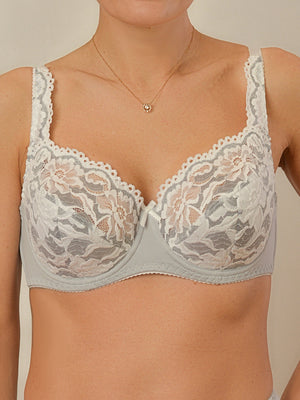 Бюстгальтер с полупоролоновыми чашками на косточках - 1109 Серый с белым, 80-95 B-H