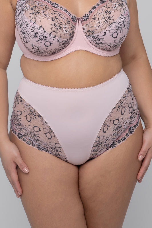 High-Waist Comfort Panties, Smooth microfibre with lace - 2937 Lotus, 40-48