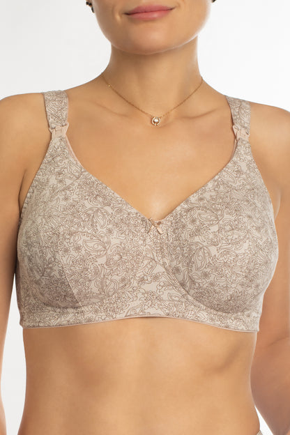 Sustainable  Wireless Nursing Cotton Comfort Bra - 1131/G Peony Melange, 80-110 C-J