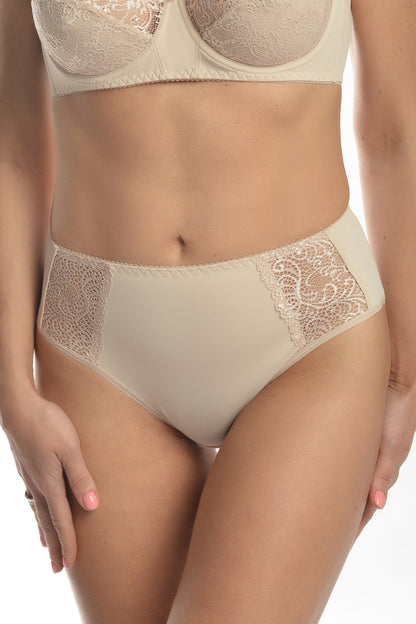 Mid-Waist Comfort Slip Panties, Smooth microfibre with lace - 2934/M Peony, 40-52