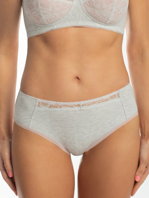 Sustainable Basic Mid-Waist Cotton Comfort Slip Panties - 2955/C Grey Melange, 40-48