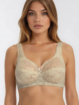 Unpadded Wireless Cotton Comfort Bra with lace cup 1205/G - Peony Melange (75-95 B-G)