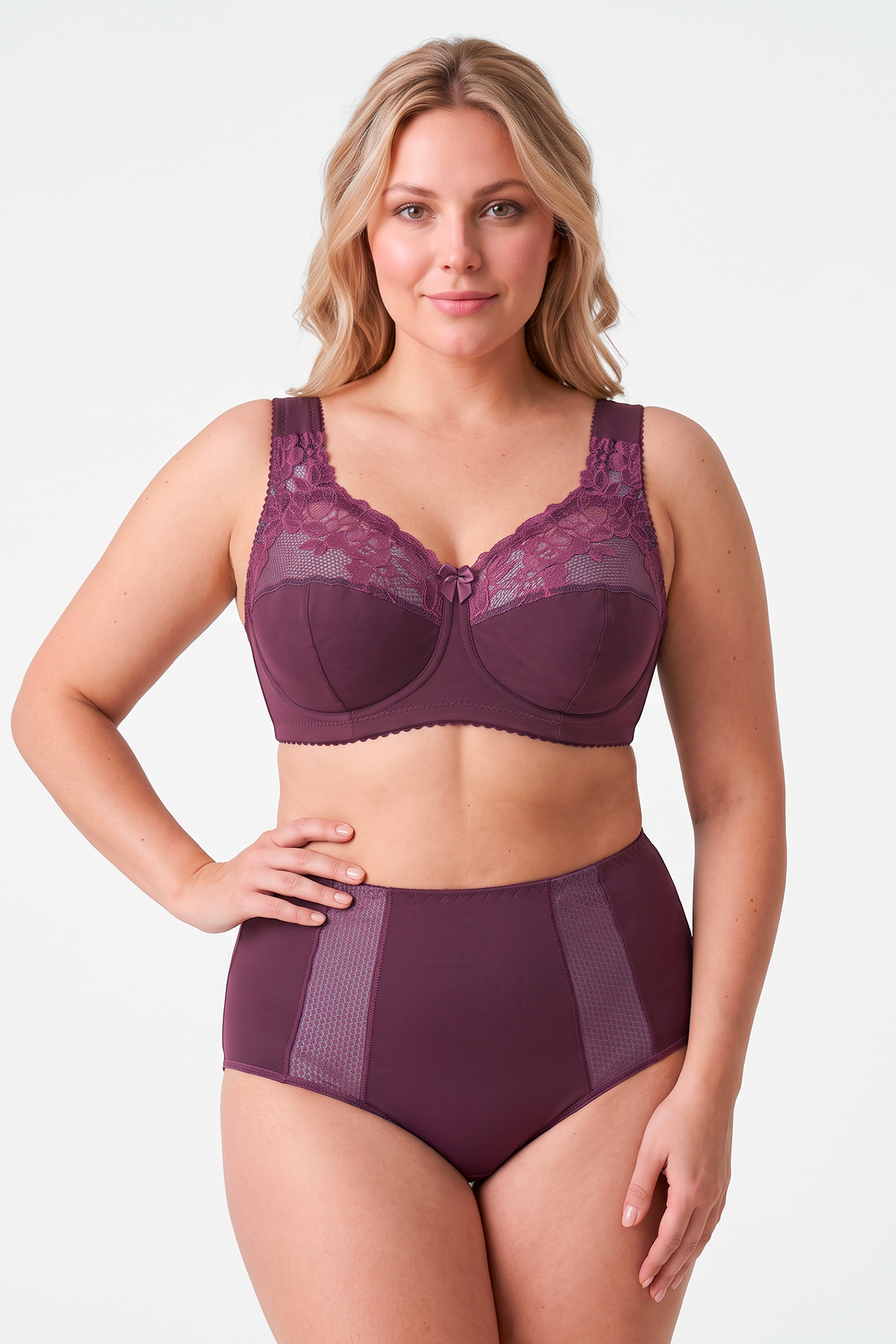 Smooth Sustainable High-Waist Cotton Briefs - 2915/C Wine, 42-50