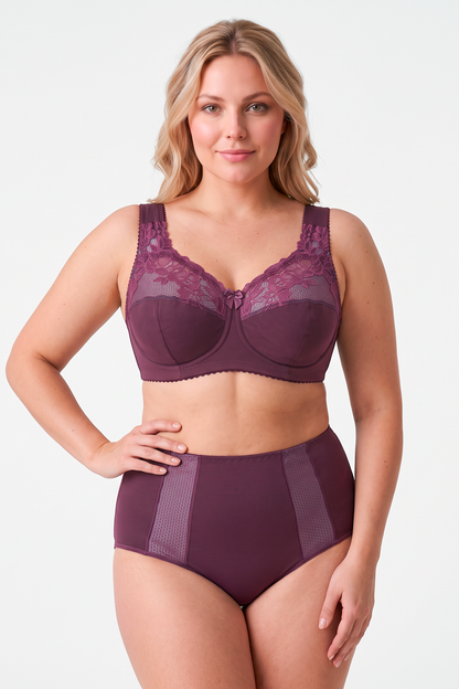 Smooth Sustainable High-Waist Cotton Briefs - 2915/C Wine, 42-50