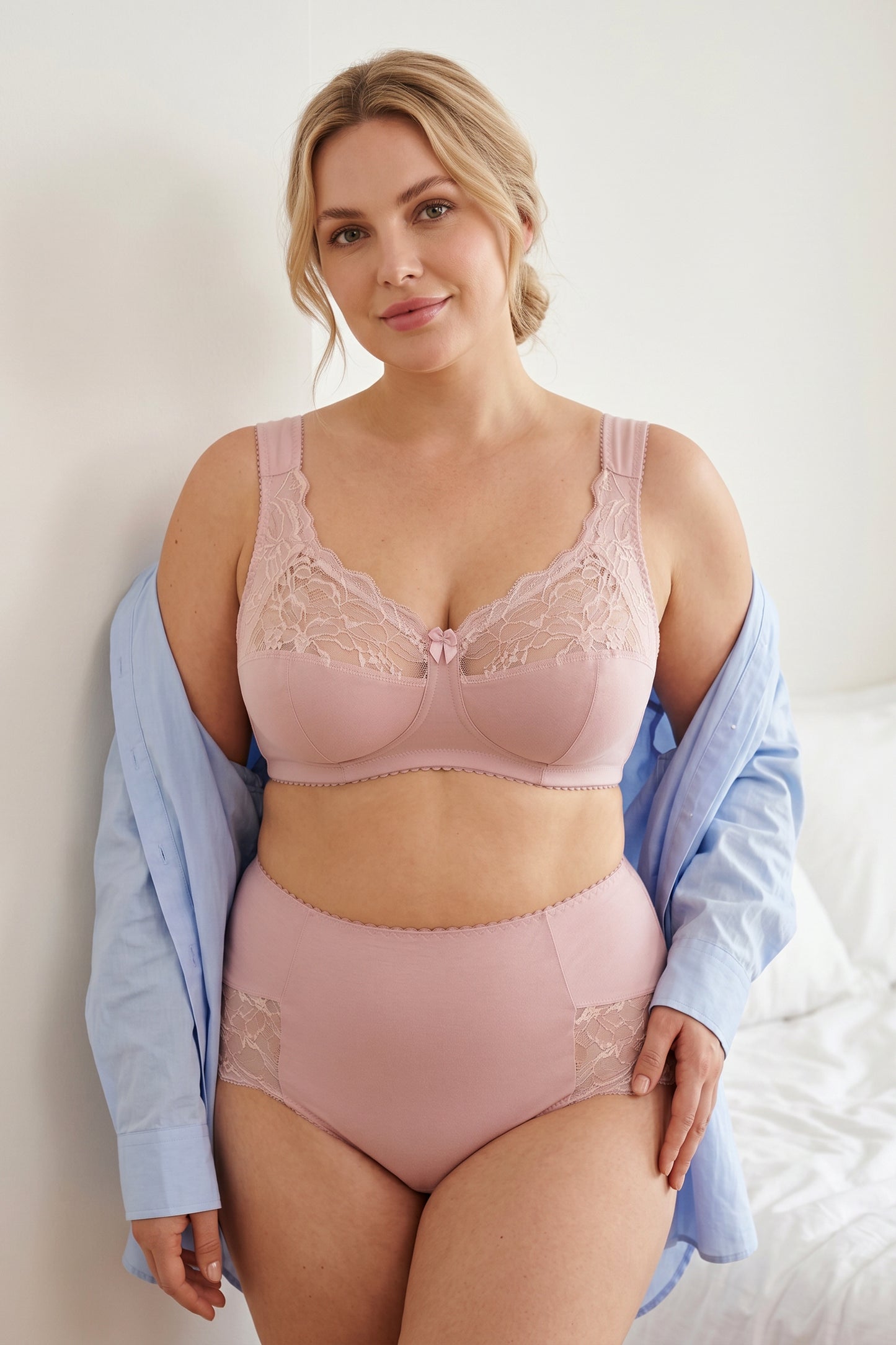 Wireless Cotton Support Bra with wide straps 1101/C - Lotus (80-105 B-G)