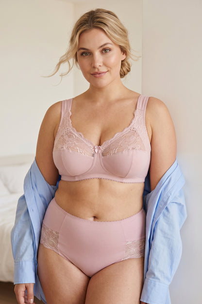 Wireless Cotton Support Bra with wide straps 1101/C - Lotus (80-105 B-G)
