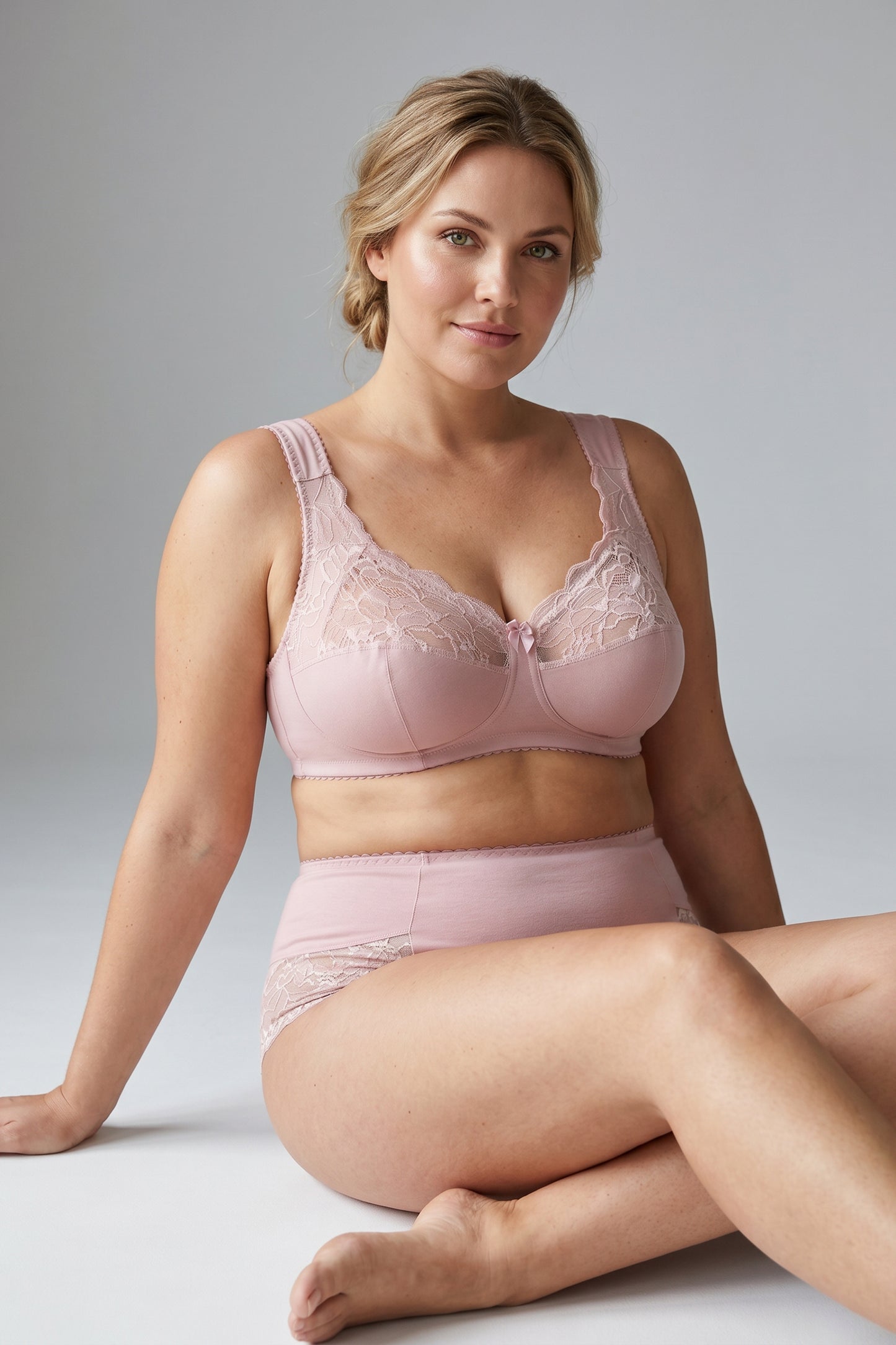 Wireless Cotton Support Bra with wide straps 1101/C - Lotus (80-105 B-G)