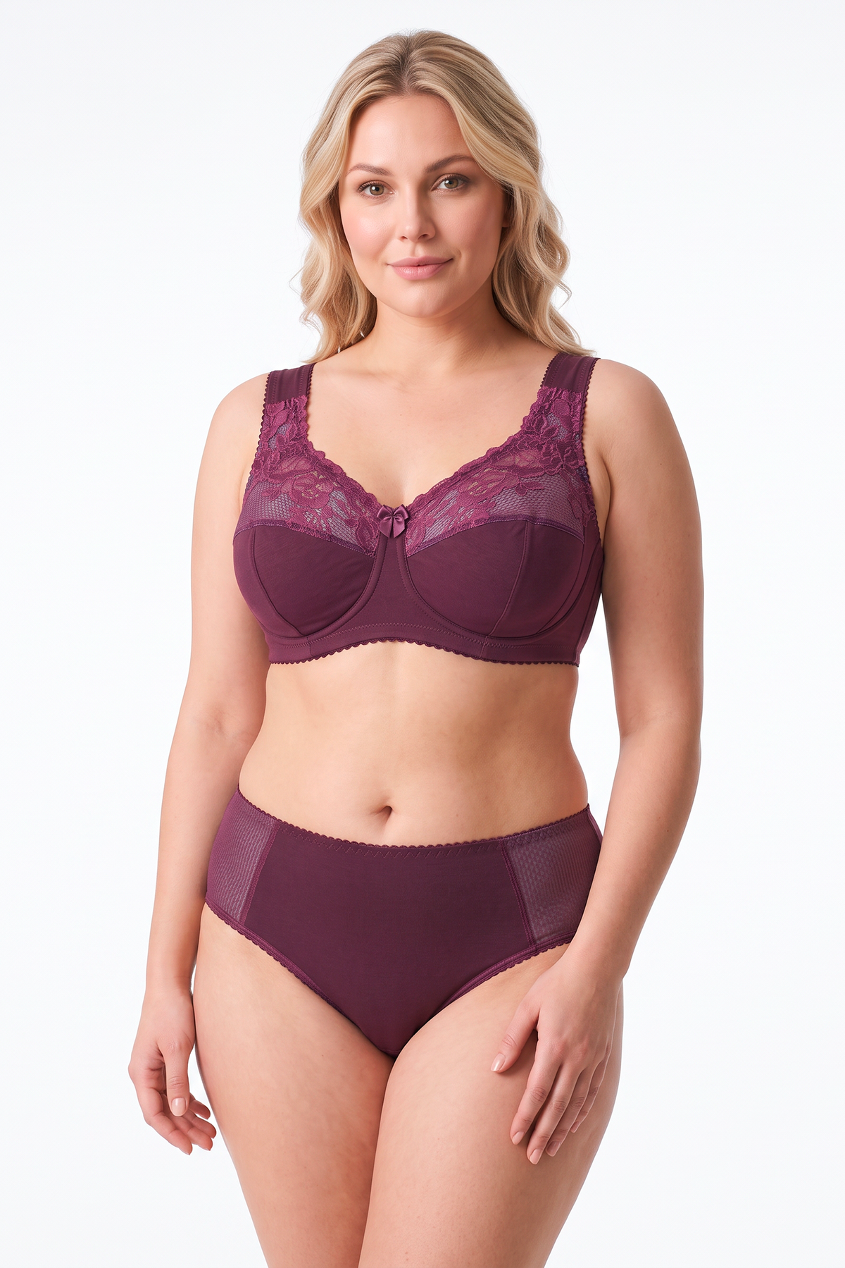 Mid-Waist Comfort Cotton Slip Panties- 2949/C Wine (40-52)