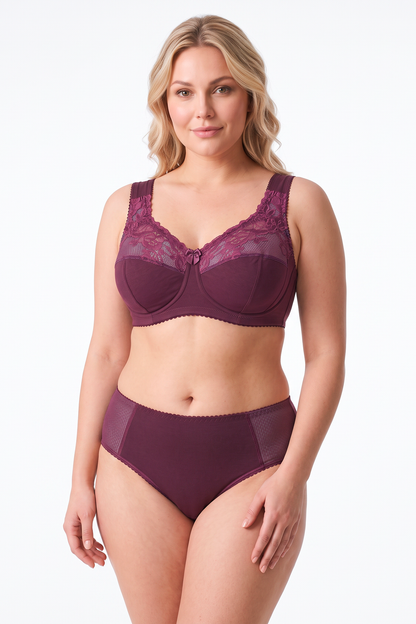 Mid-Waist Comfort Cotton Slip Panties- 2949/C Wine (40-52)