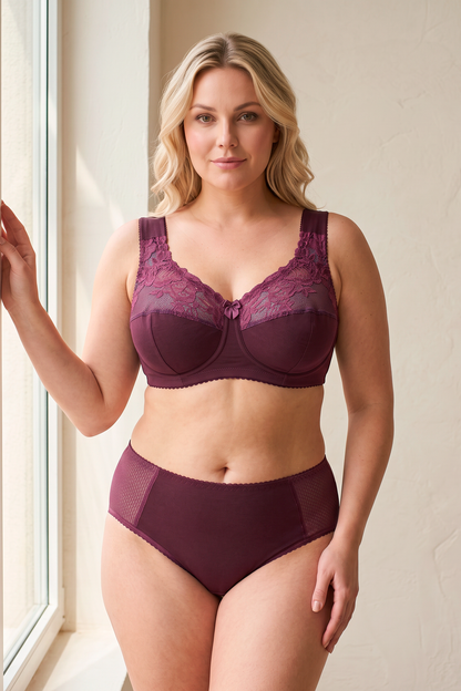 Mid-Waist Comfort Cotton Slip Panties- 2949/C Wine (40-52)