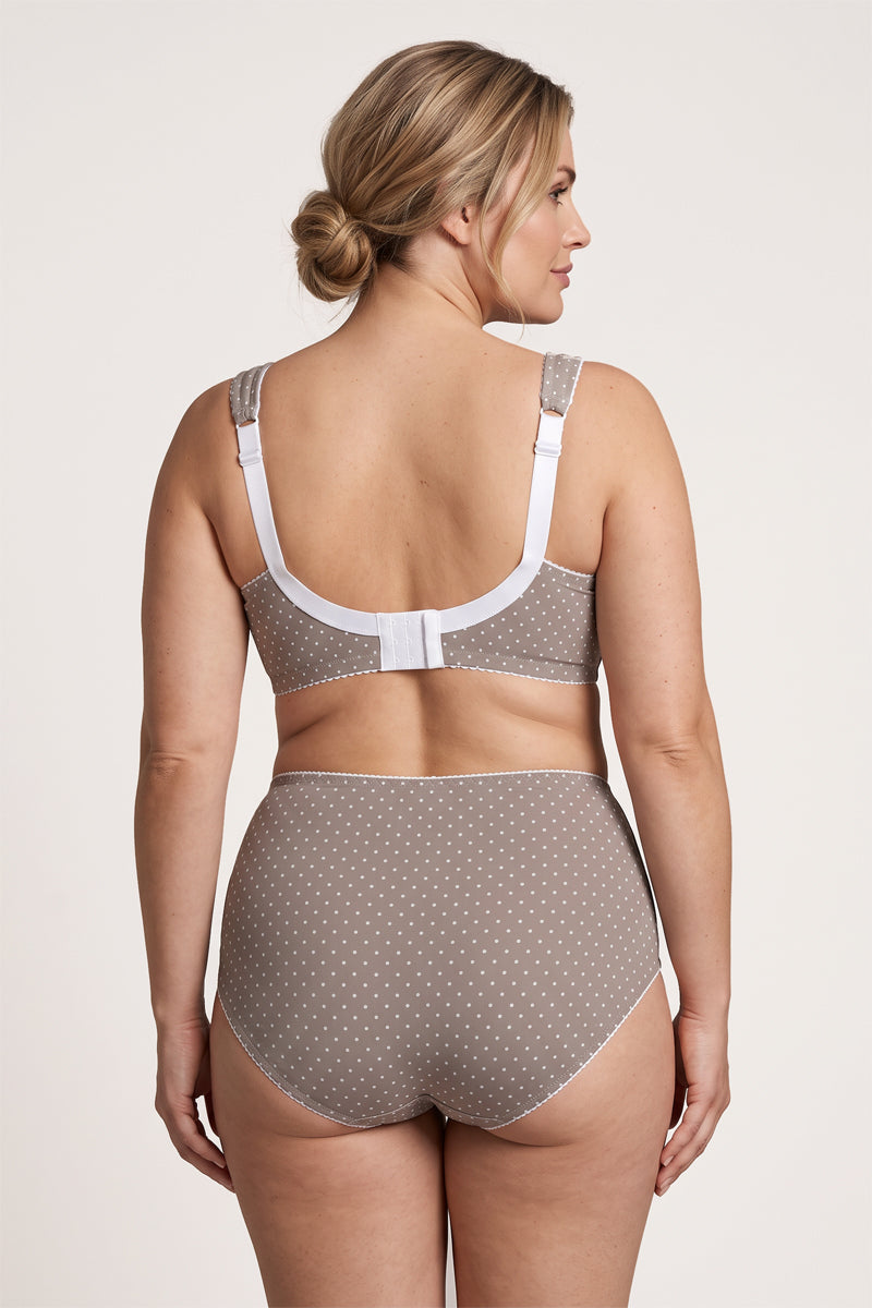 Extra Support Unpadded Wireless Cotton Comfort Bra 1104/C - Coffee with dots (80-120 B-M)