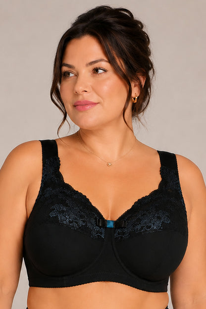 Sustainable Extra Support Unpadded Wireless Cotton Comfort Bra - 1104/C Moon Shining (75-125 B-K)