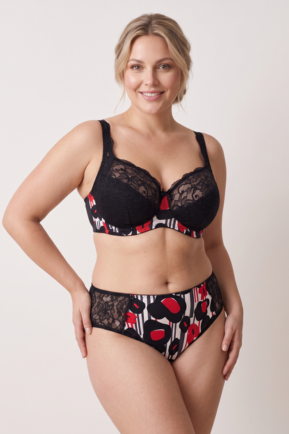Half-padded Underwired Bra - 1109 Black Poppy, 75-105 B-H