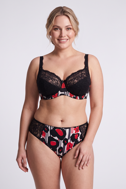 Half-padded Underwired Bra - 1109 Black Poppy, 75-105 B-H