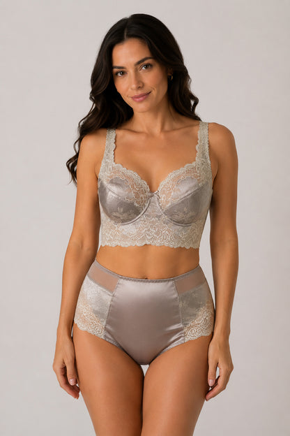Underwired Longline Bra - 1144 Pearl Grey, 75-95 C-J