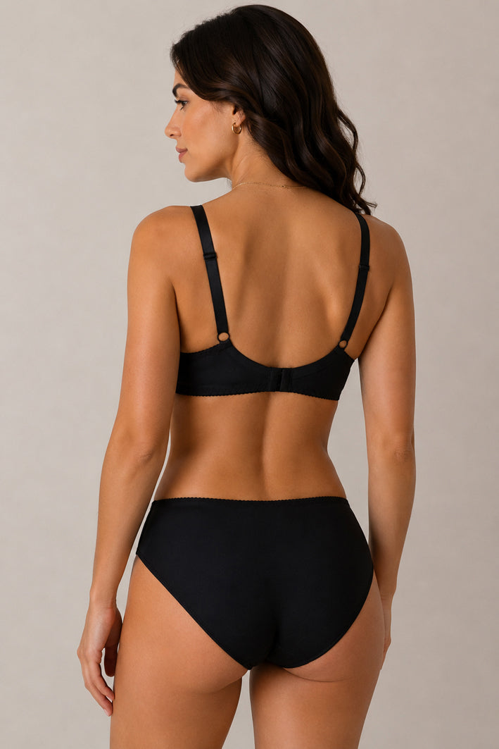 Half-padded Underwired Bra with straps - 1148/R Black with gold, 75-95 C-H