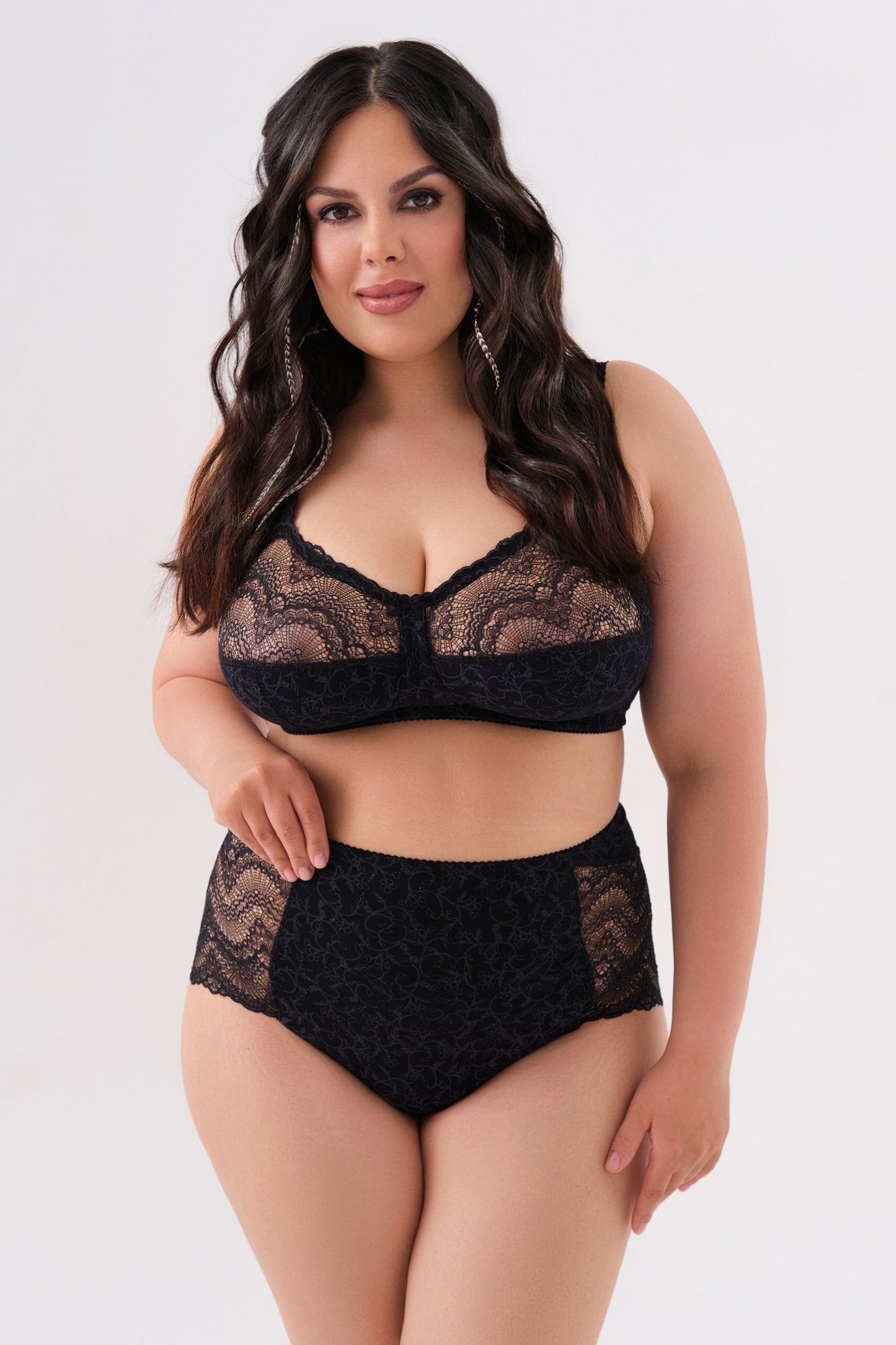 Sustainable Unpadded Wireless Cotton Comfort Bra - 1101/C Black with grey, 75-105 B-G