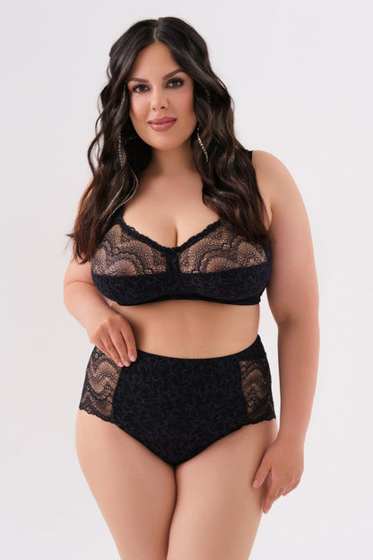 Sustainable Unpadded Wireless Cotton Comfort Bra - 1101/C Black with grey, 75-105 B-G