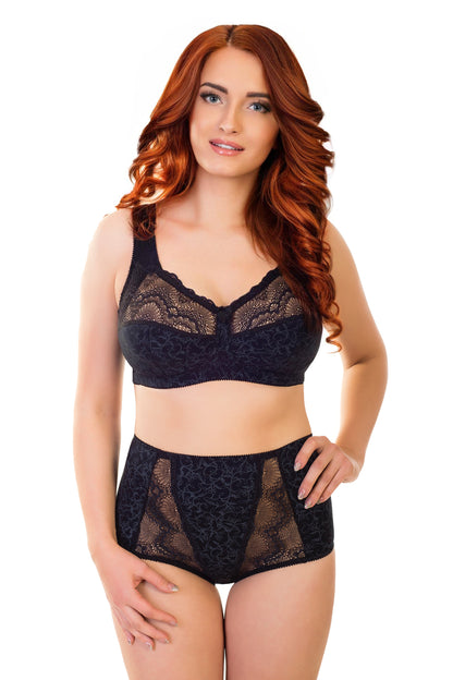 Sustainable Unpadded Wireless Cotton Comfort Bra - 1101/C Black with grey, 75-105 B-G